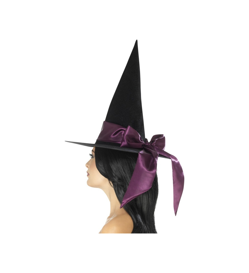 Čarodějnický klobouk - fialová mašle