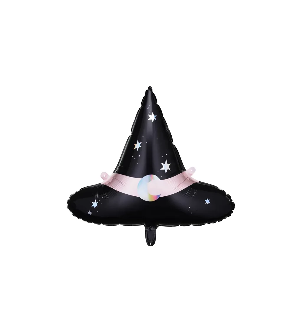 Fóliový balónek - černorůžový čarodějnický klobouk