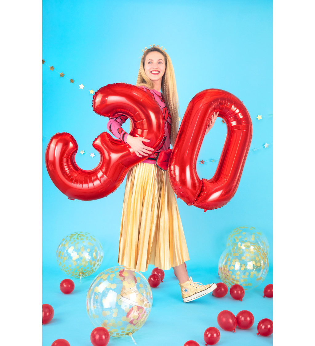 Fóliový balónek červený - číslo 8 (86cm)