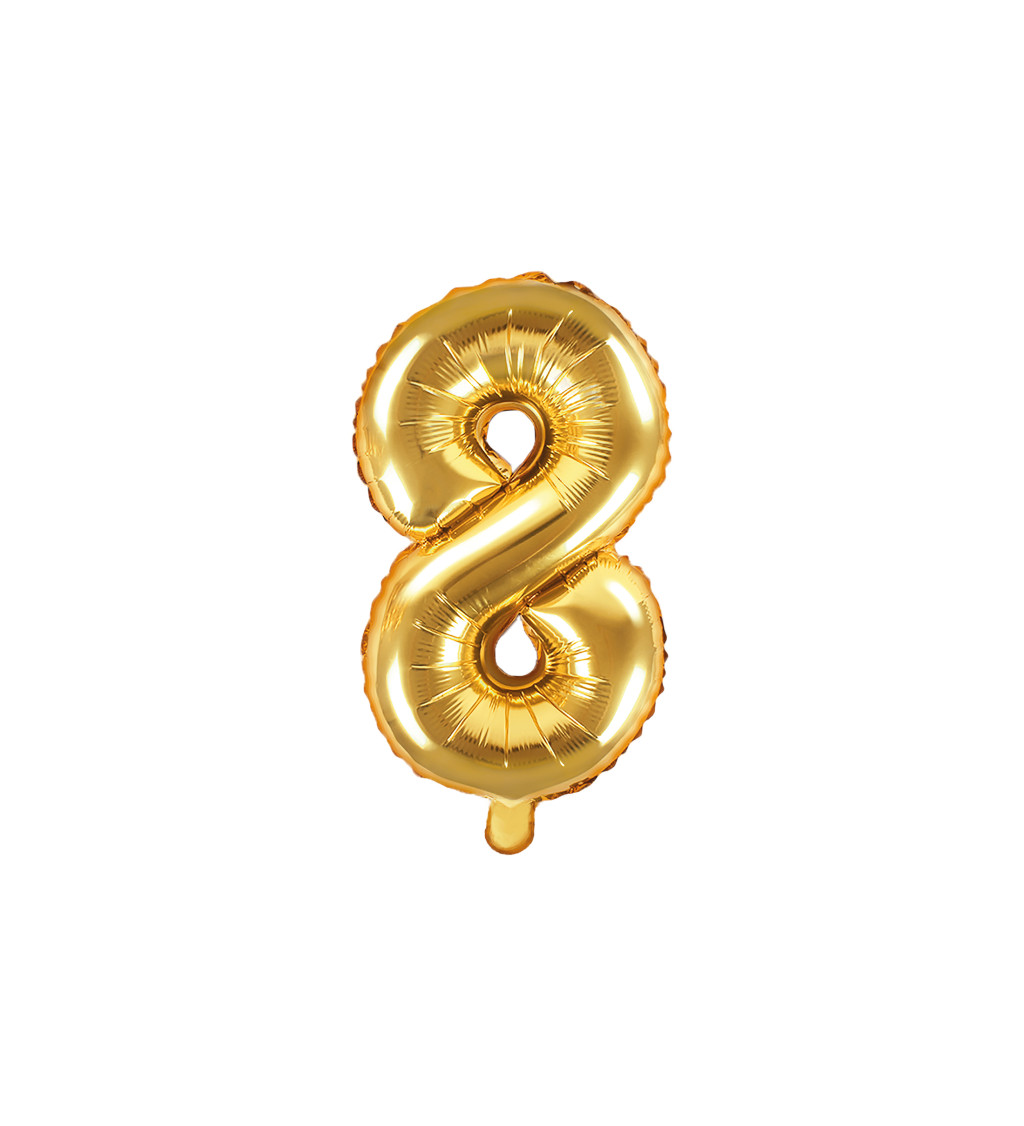 Fóliový balónek zlatý - číslo 8 (35cm)
