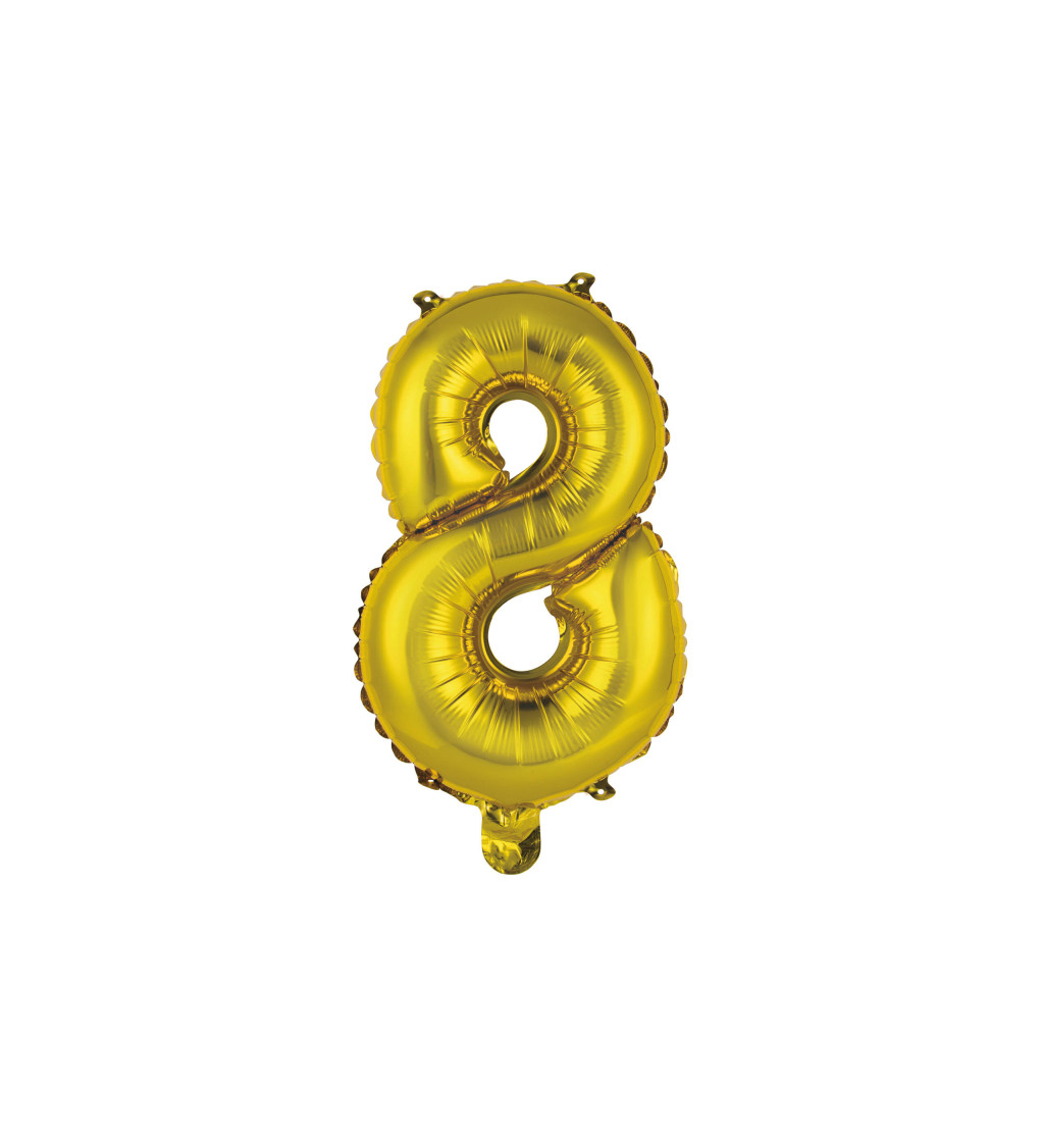 Fóliový balónek zlatý - číslo 8 (36cm)