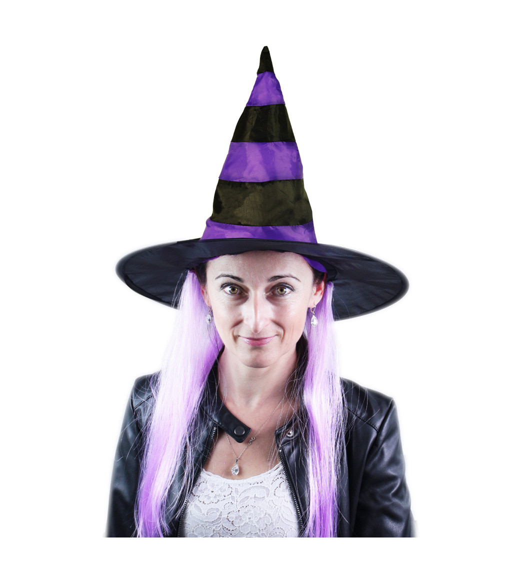 Čarodějnický klobouk pro dospělé - s vlasy