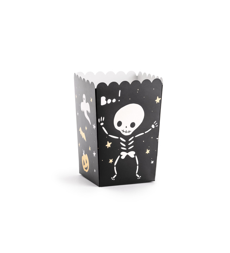 Papírové krabičky na popcorn - veselý kostlivec