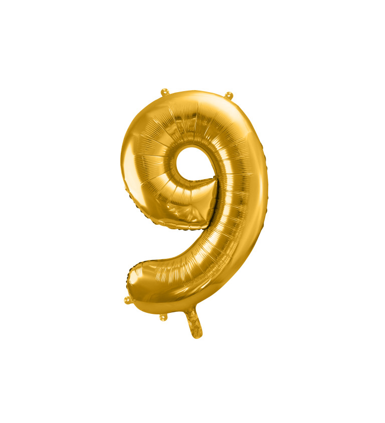 Fóliový balónek zlatý - číslo 9 (86cm)