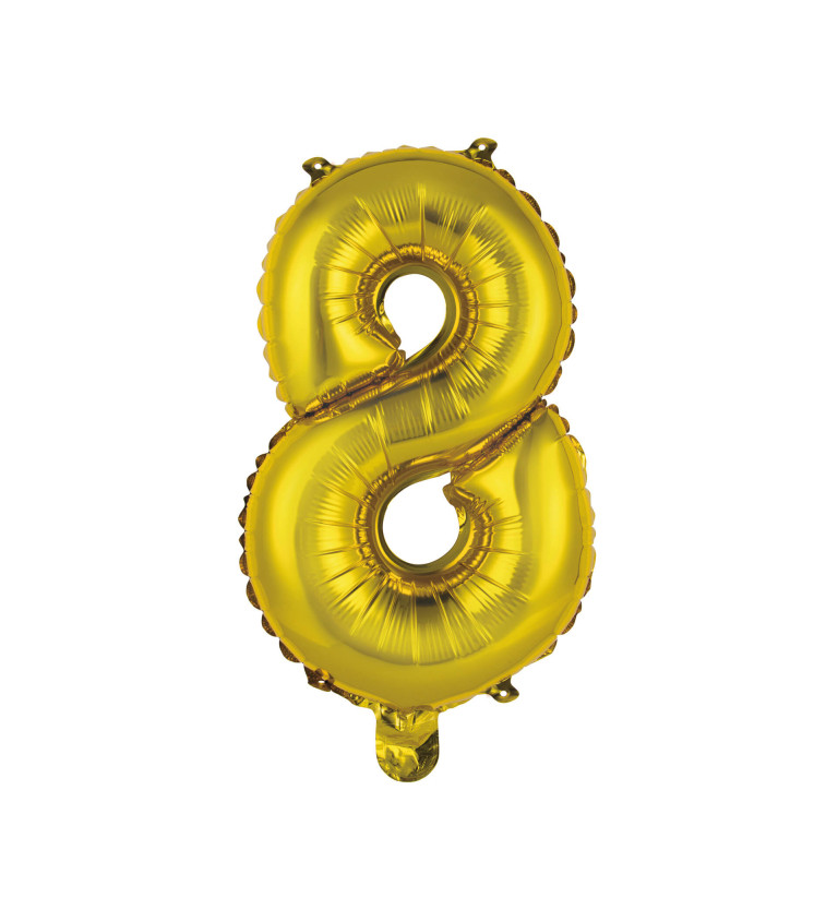 Fóliový balónek zlatý - číslo 8 (36cm)