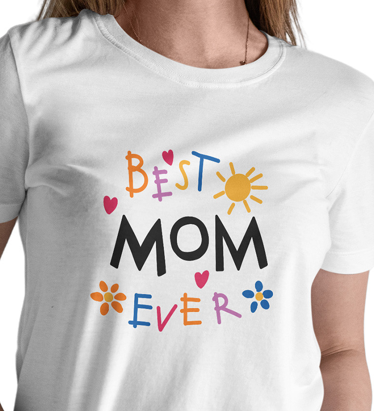 Dámské triko bílé - Best mom ever barevné