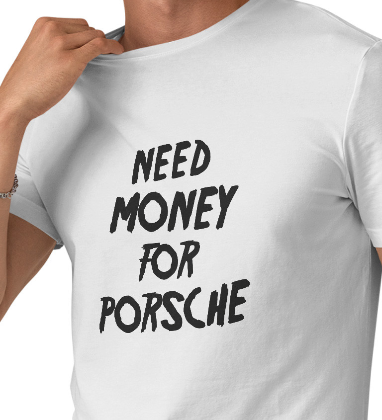 Pánské triko bílé - money for porsche