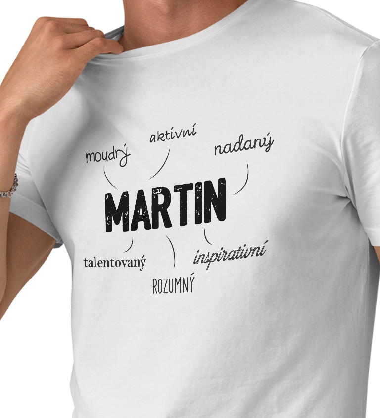 Pánské triko bílé - jméno Martin