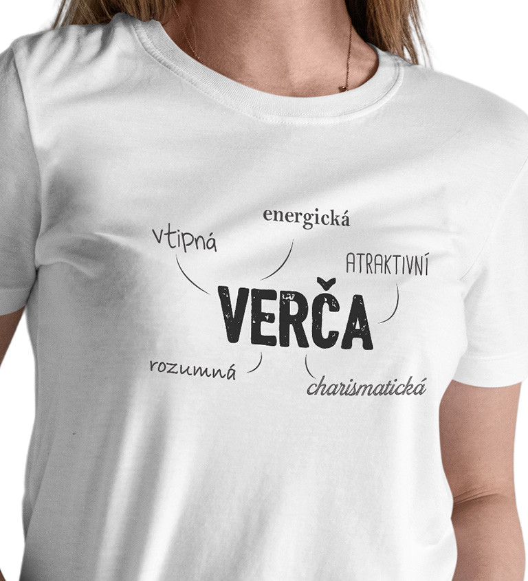 Dámské triko bílé - jméno Verča